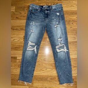 KanCan Hayward High Rise Ripped Boyfriend Raw Hem Jeans Women’s 9/28 Light EUC